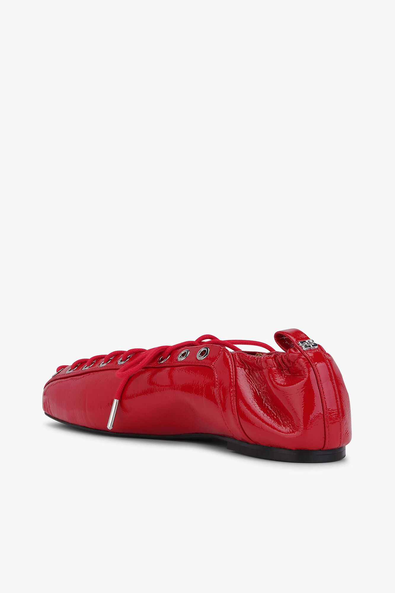 Lace-Up Ballerinas in Red | GANNI US Lace-Up Ballerinas in Red | GANNI US