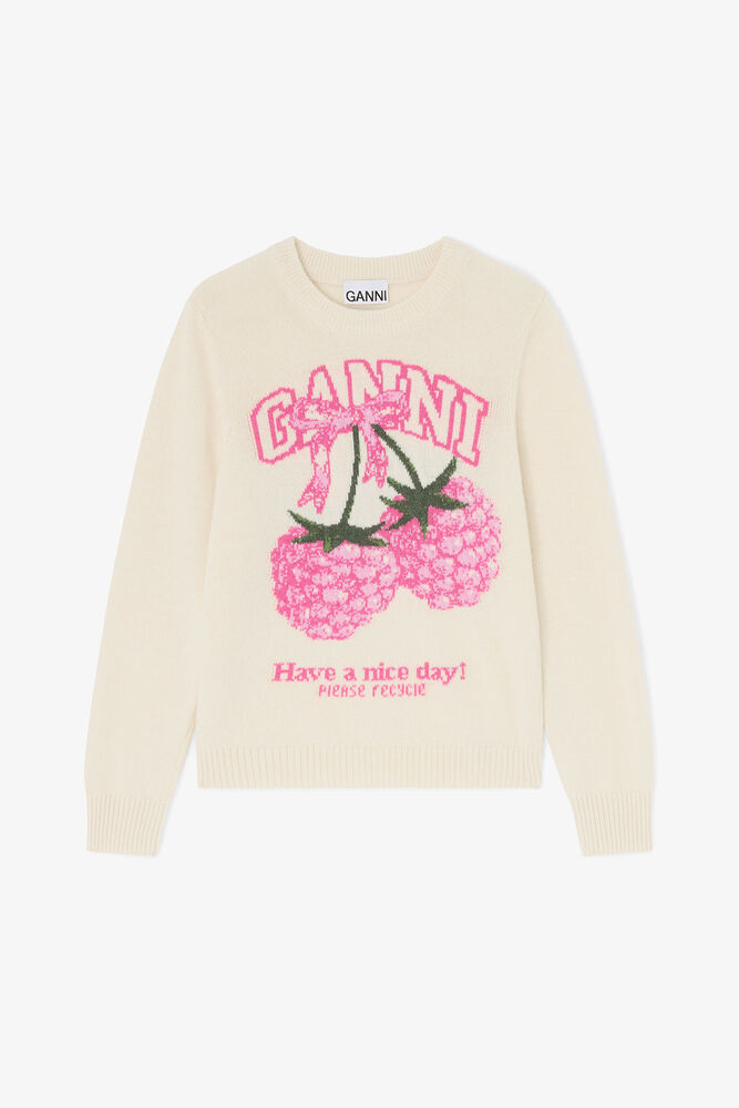 Sweater in Graphic Wool, Egret