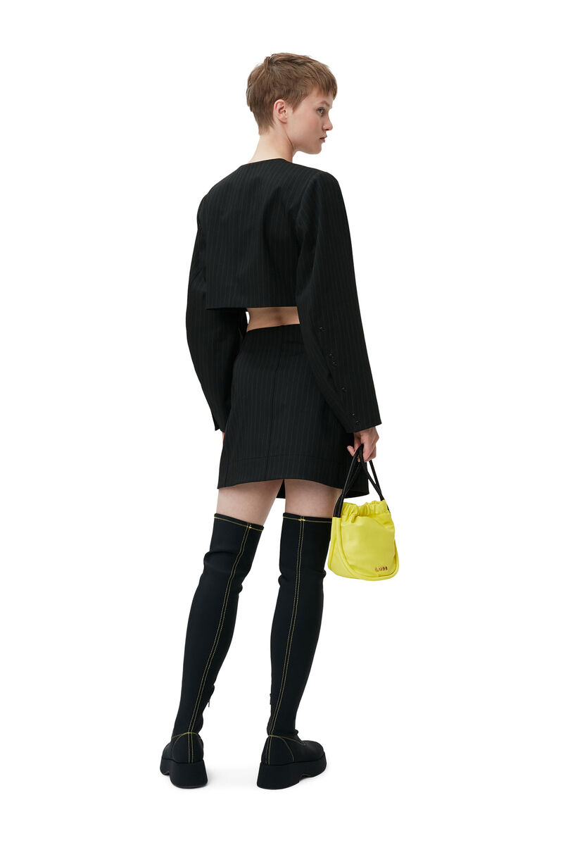 Stripe Mini Skirt, Elastane, in colour Black - 2 - GANNI