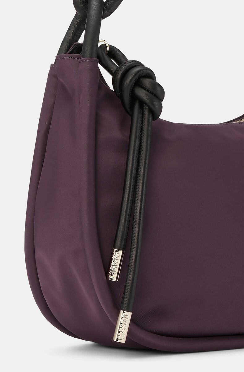 Medium baguette-taske, Polyester, in colour Burgundy - 3 - GANNI