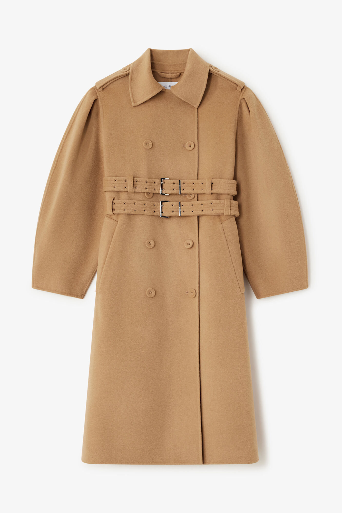Coat in Double-Faced Wool, Wool, in colour Tiger's Eye - 1 - GANNI