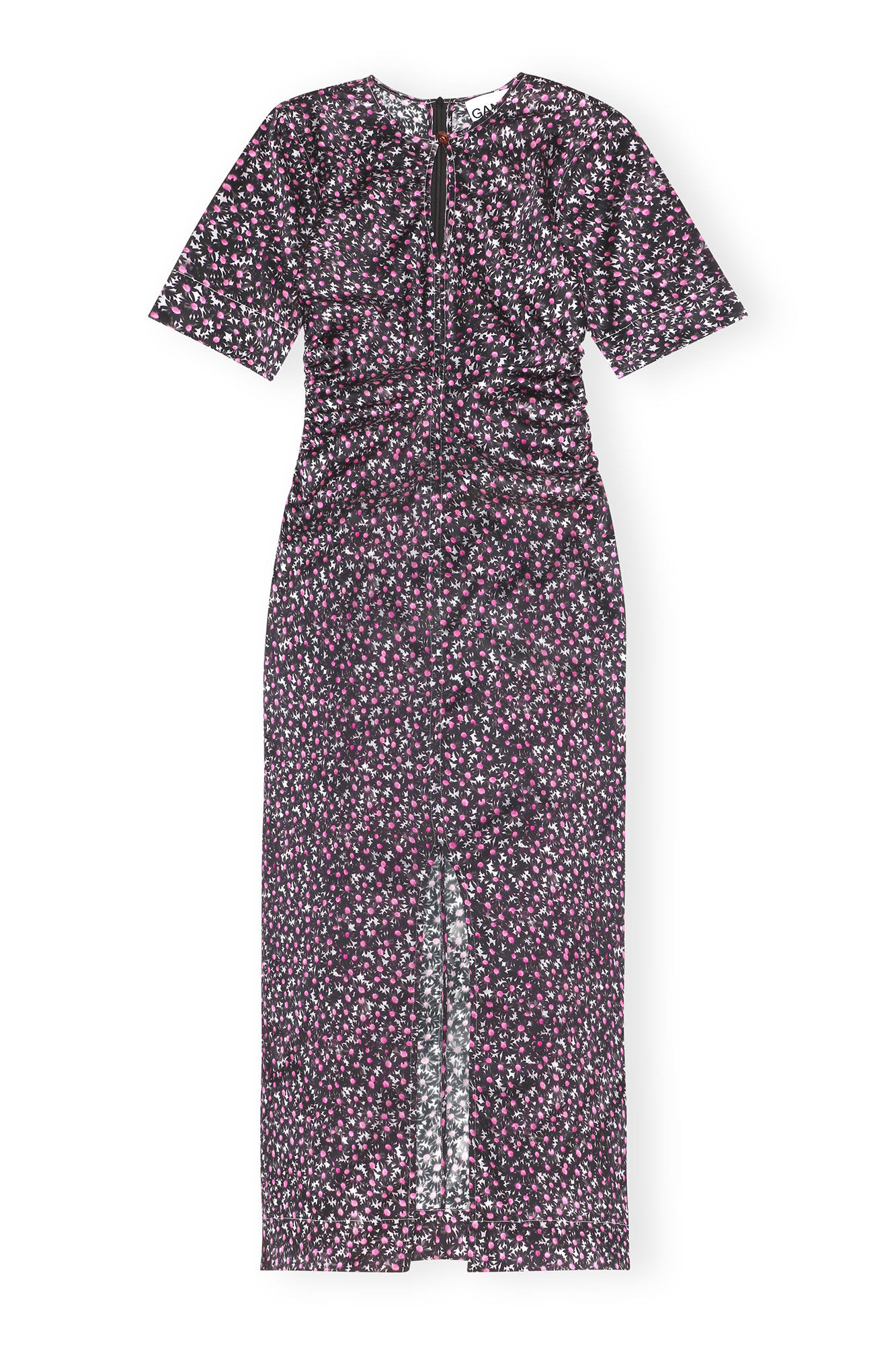 Silk Stretch Satin Maxi Dress, Elastane, in colour Black - 1 - GANNI