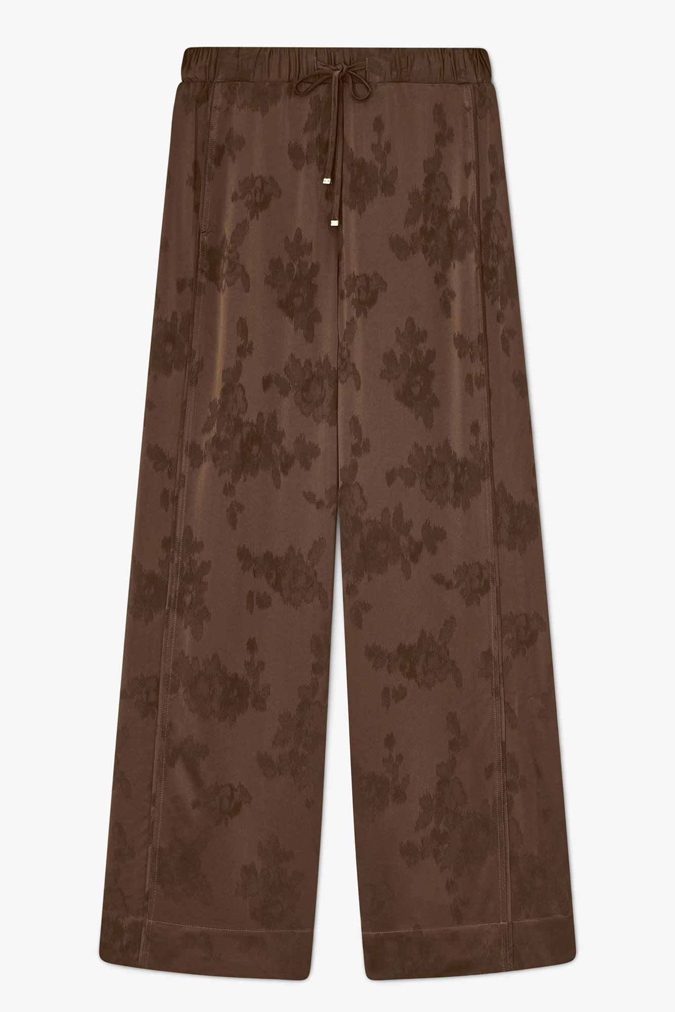 Trousers in Brown Satin, Acetate, in colour Demitasse - 1 - GANNI