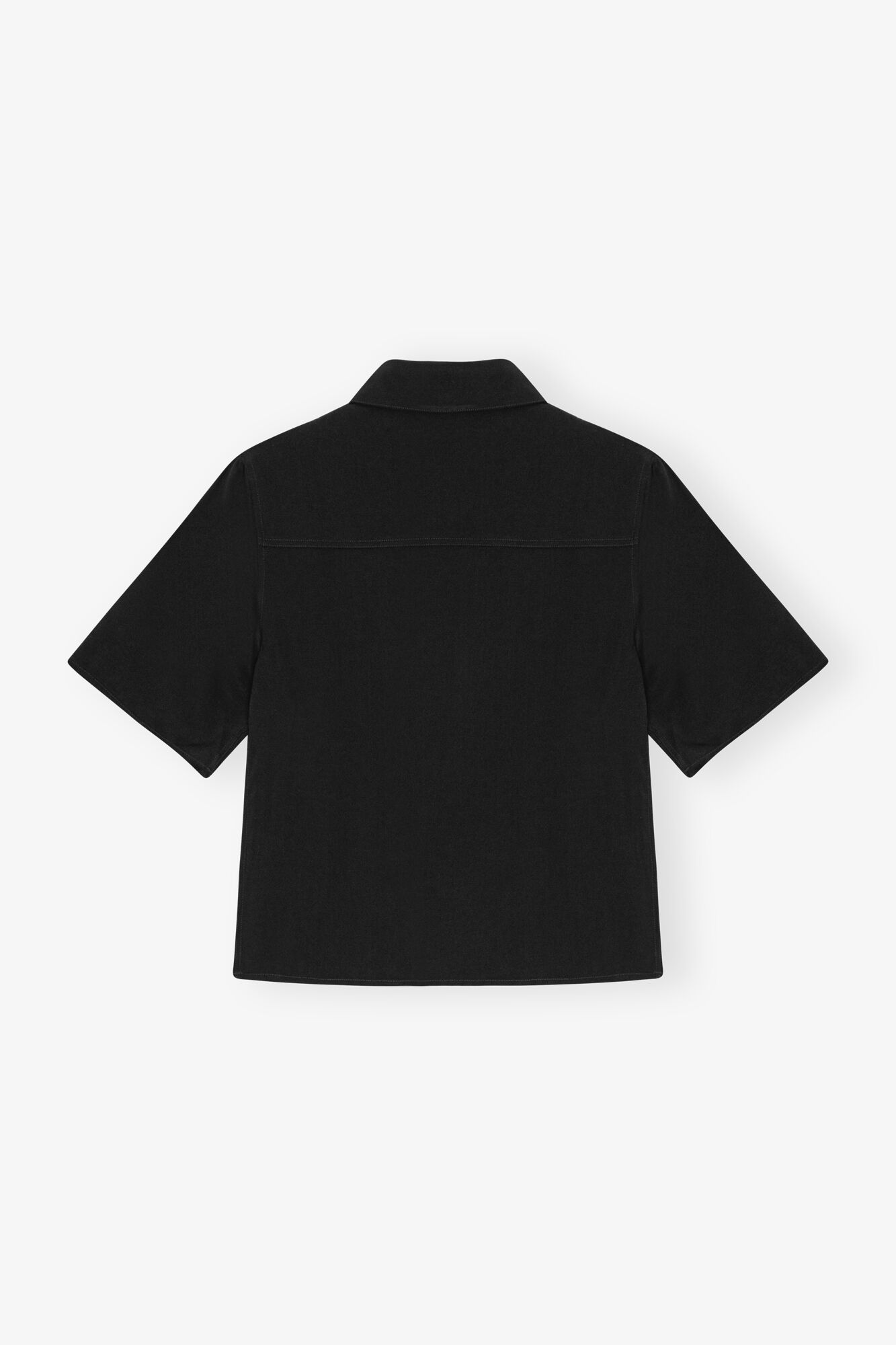 Black Viscose Twill Skjorte, LENZING™ ECOVERO™, in colour Black - 1 - GANNI