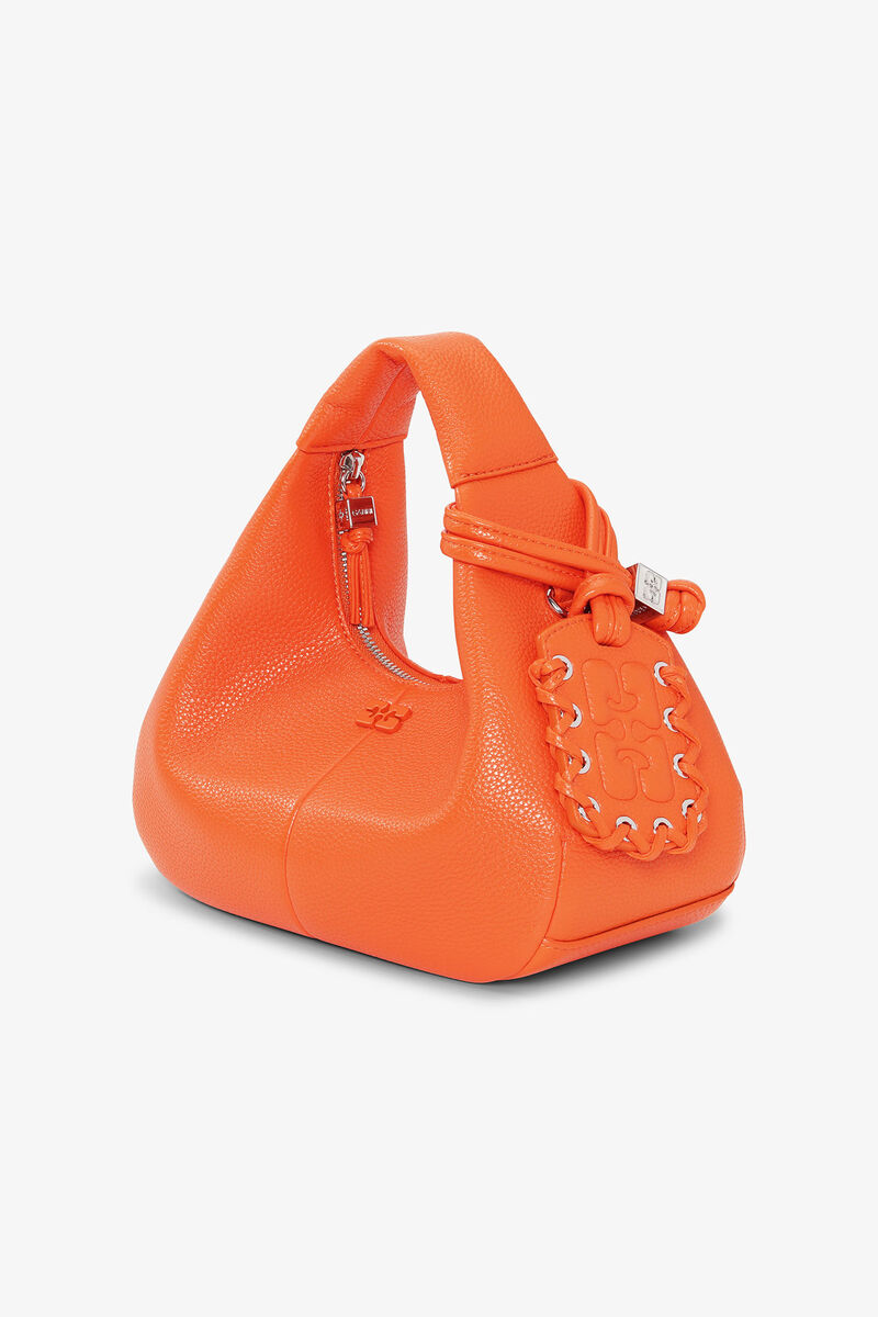 Orange Mini Hobo Bag, Polyurethane, in colour Russet Orange - 2 - GANNI