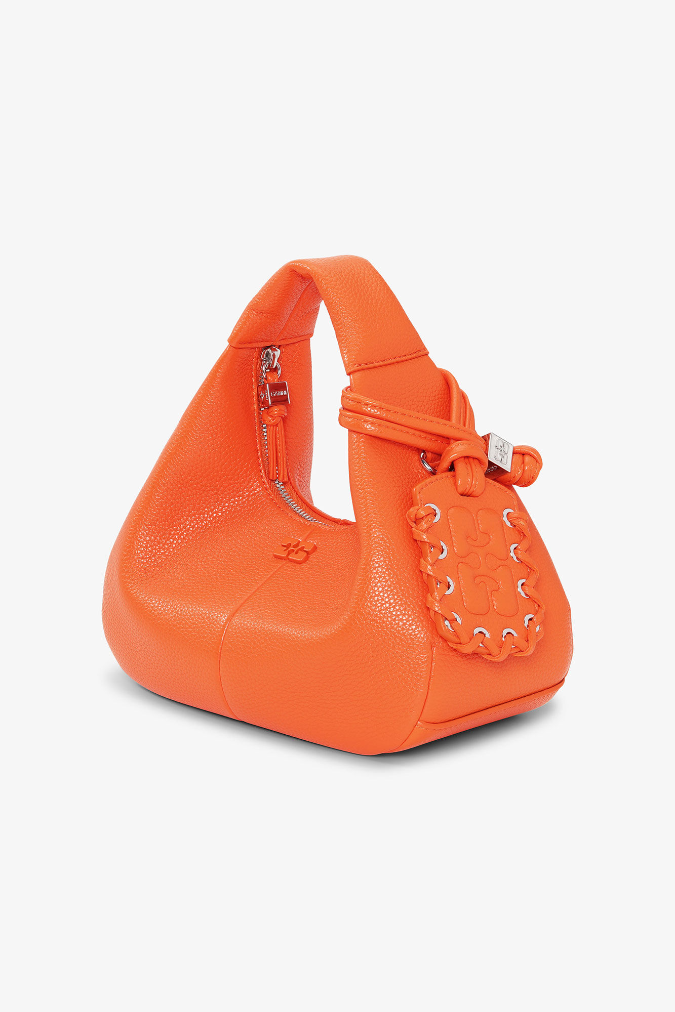 Orange Mini Hobo Bag, Polyurethane, in colour Russet Orange - 2 - GANNI