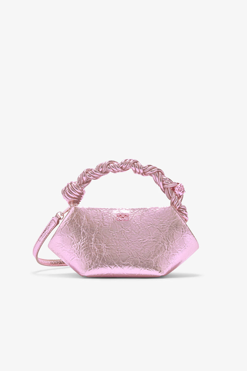 Metallic Mini Bou Bag, Polyurethane, in colour Silver Pink - 1 - GANNI