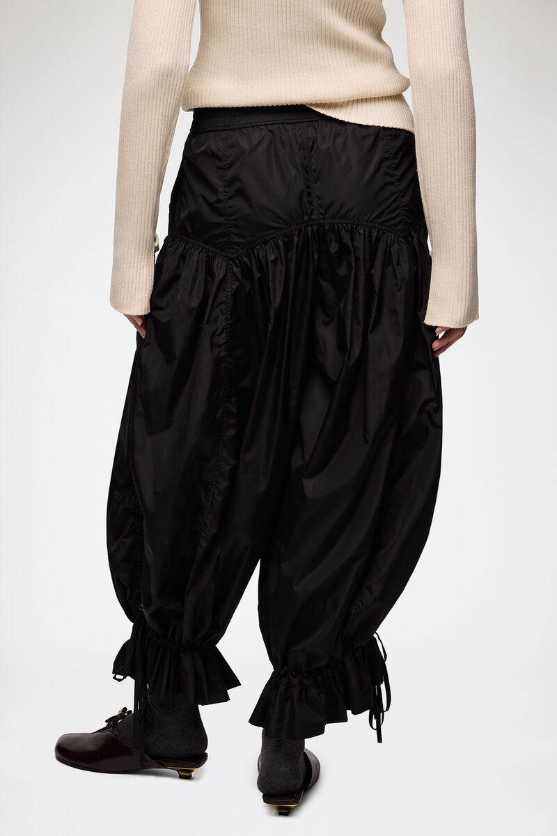 Trousers in Black Nylon, Recycled Polyamide, in colour Black - 3 - GANNI
