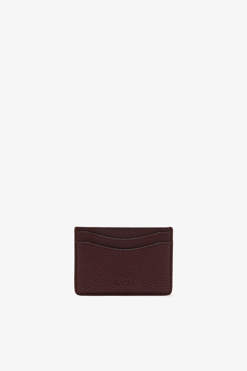 GANNI Card Holder in Grained Brown, Polyurethane, in colour Chicory Coffee - 2 - GANNI