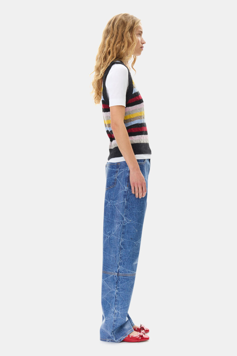 Multicolor Stripe Vest, Recycled Polyamide, in colour Multicolour - 3 - GANNI
