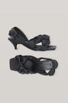 Recycled Satin Kitten Heel Knot Sandal, in colour Black - 2 - GANNI