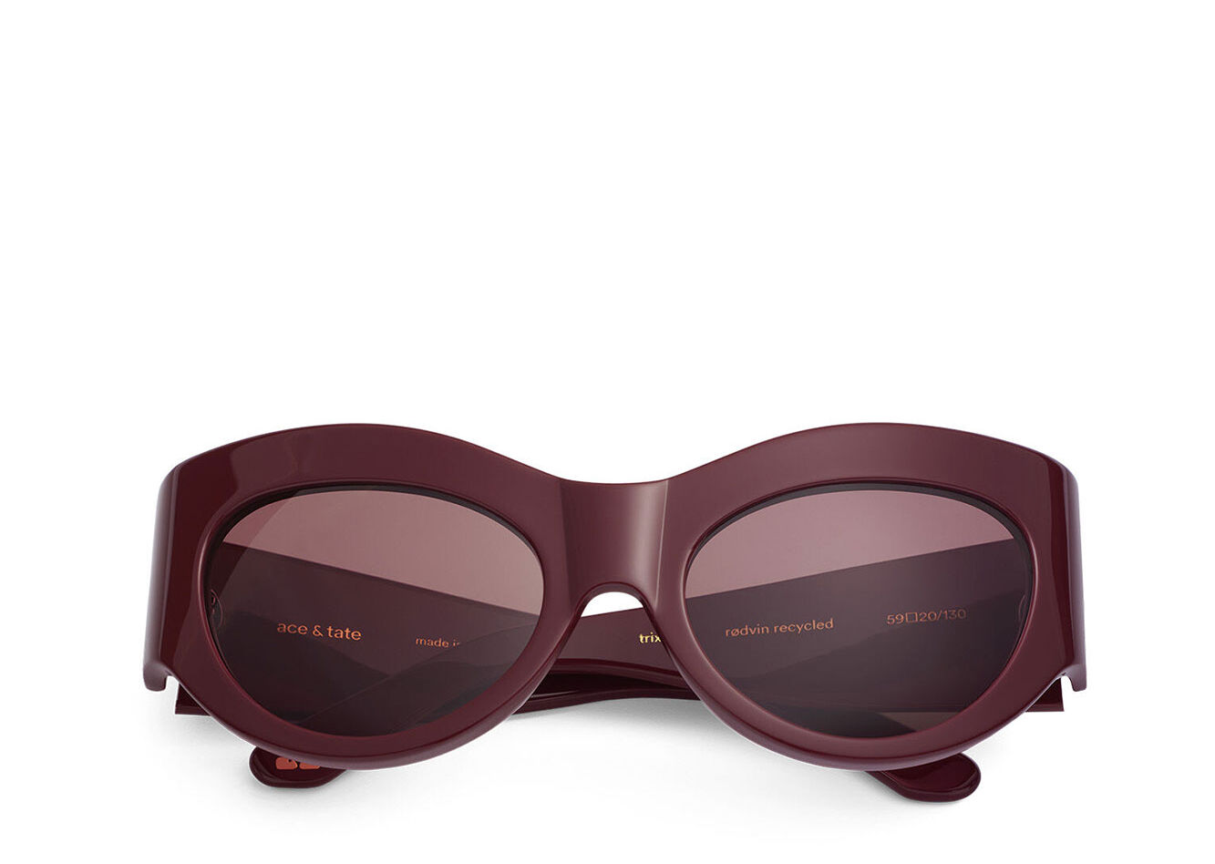 GANNI x Ace & Tate Trixie Sunglasses, Acetate, in colour Burgundy - 1 - GANNI