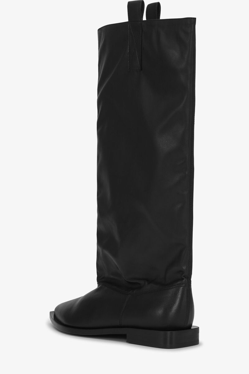 Black Black Western Loose Flat Tubular Boots | GANNI CA