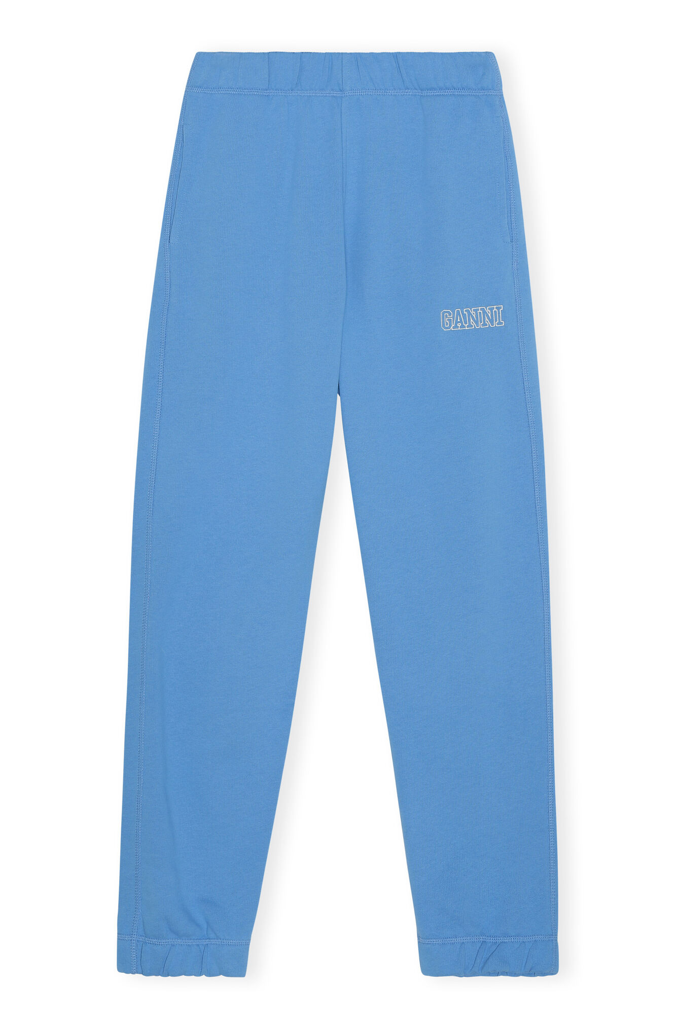 Avsmalnande sweatpants, Cotton, in colour Azure Blue - 1 - GANNI