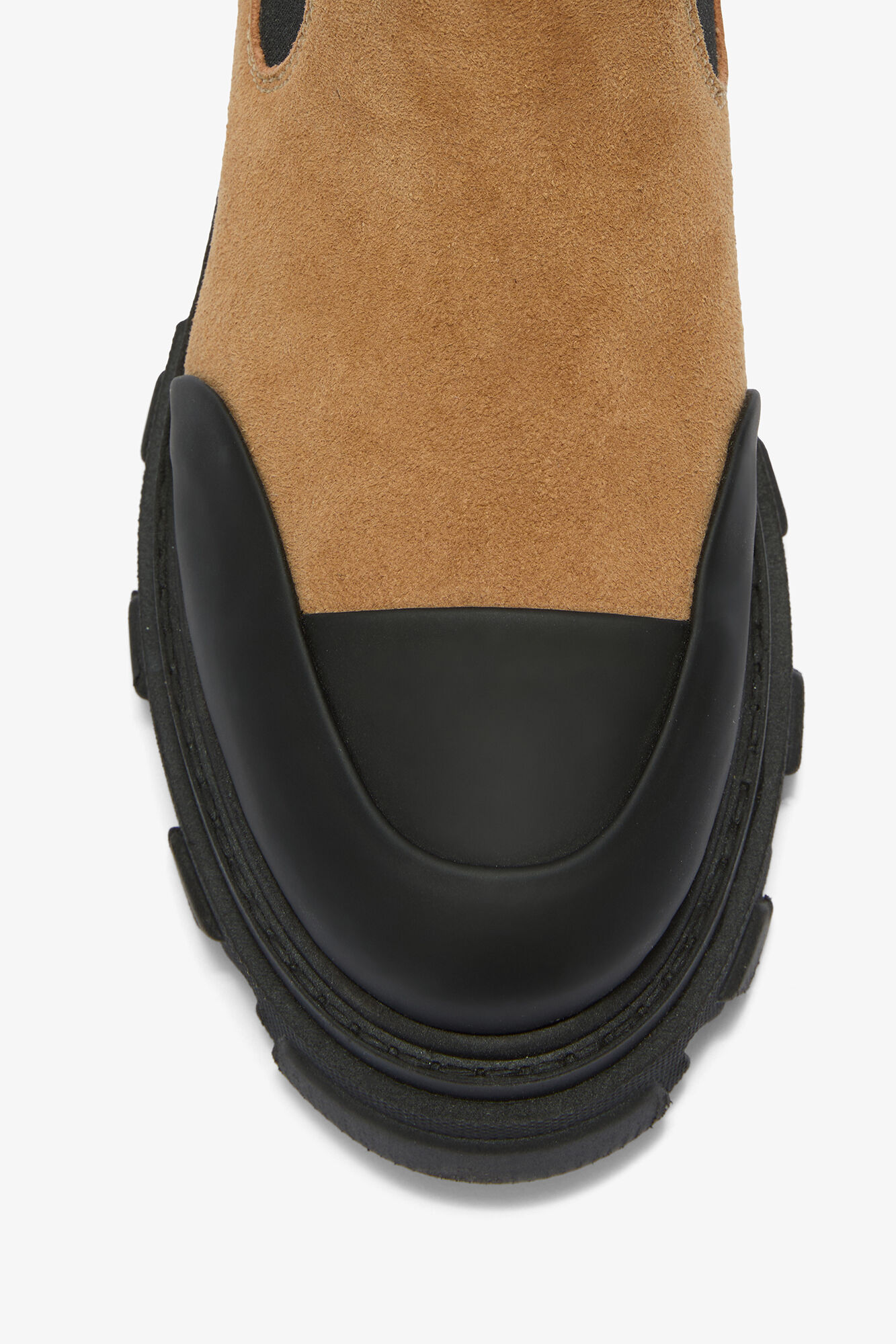 Low Chelsea Boots in Suede Brown, Recycled Leather, in colour Cognac - 3 - GANNI
