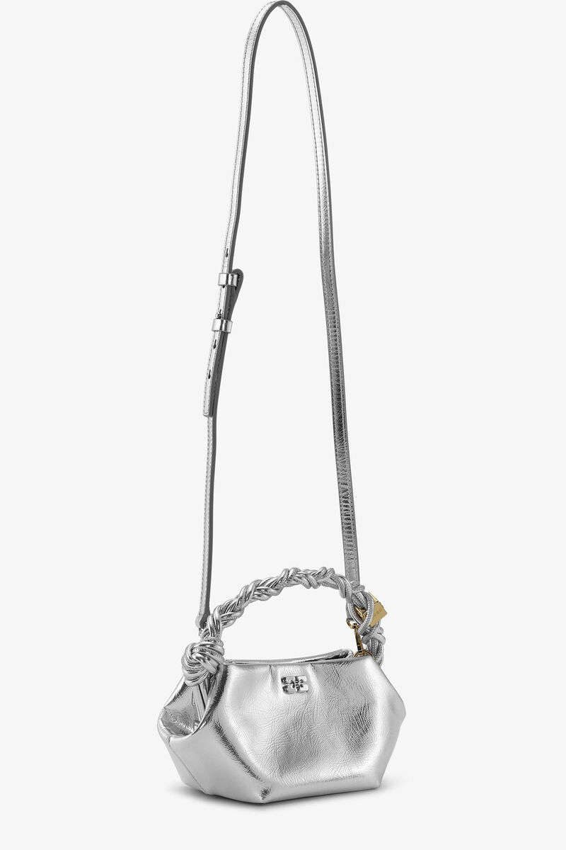 Silver Mini GANNI Bou Bag, Polyester, in colour Silver - 3 - GANNI