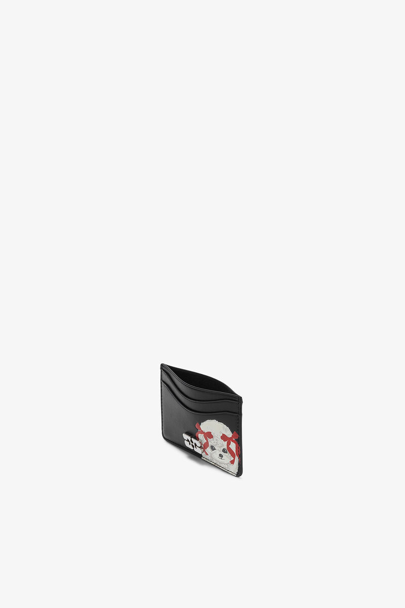 Bou Card Holder with Poodle, Recycled Leather, in colour Black - 3 - GANNI