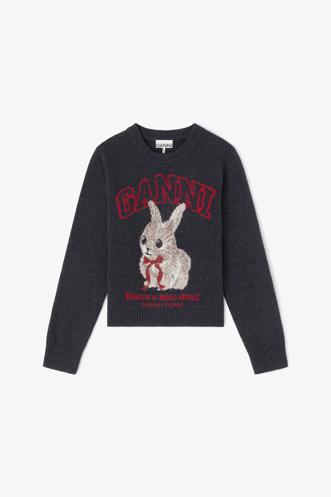 Graphic Wool Jumper, Wool, in colour Phantom - 1 - GANNI