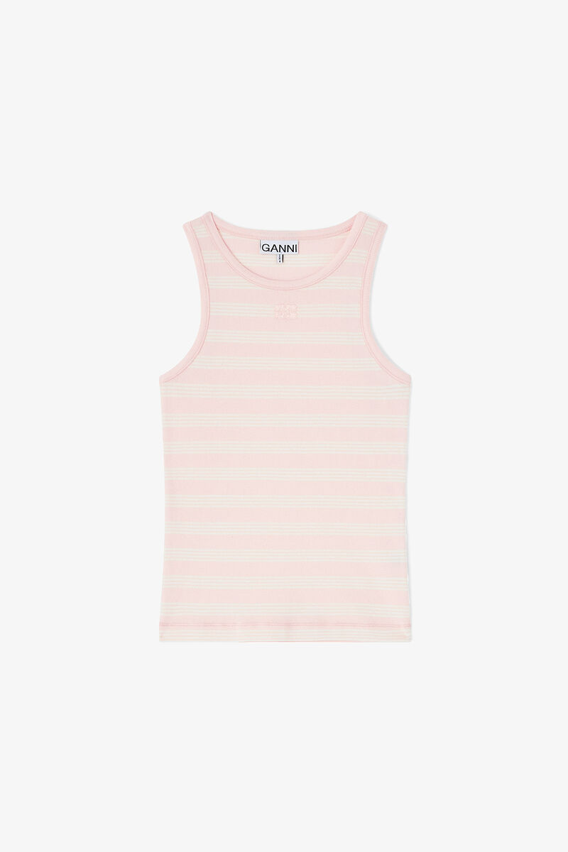 D&eacute;bardeur &agrave; rayures, Organic Cotton, in colour Chalk Pink - 1 - GANNI