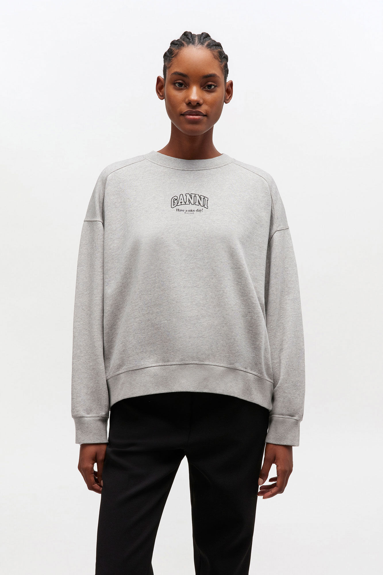 Essential enkel sweatshirt, in colour Paloma - 1 - GANNI