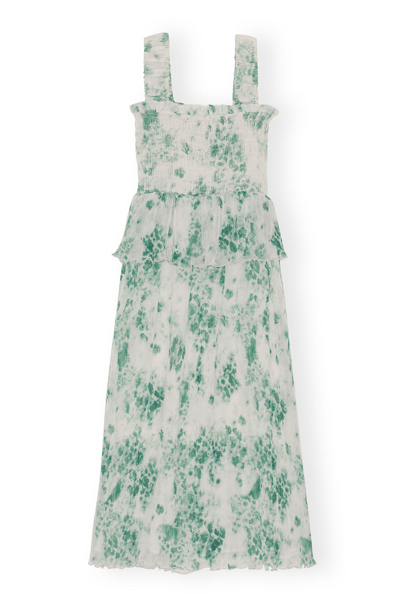 Pleated Georgette Smock Midi Dress, Recycled Polyester, in colour Egret - 2 - GANNI