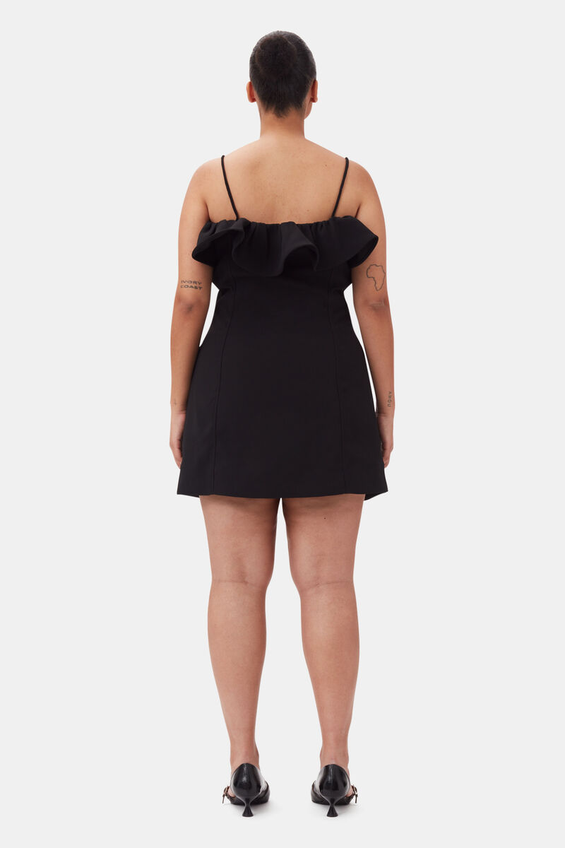 BEADED CREPE MINI DRESS