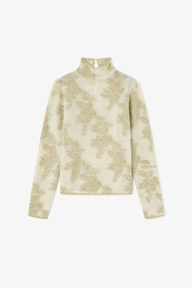 Green Sheer Turtleneck, Alpaca, in colour Olive Night - 1 - GANNI