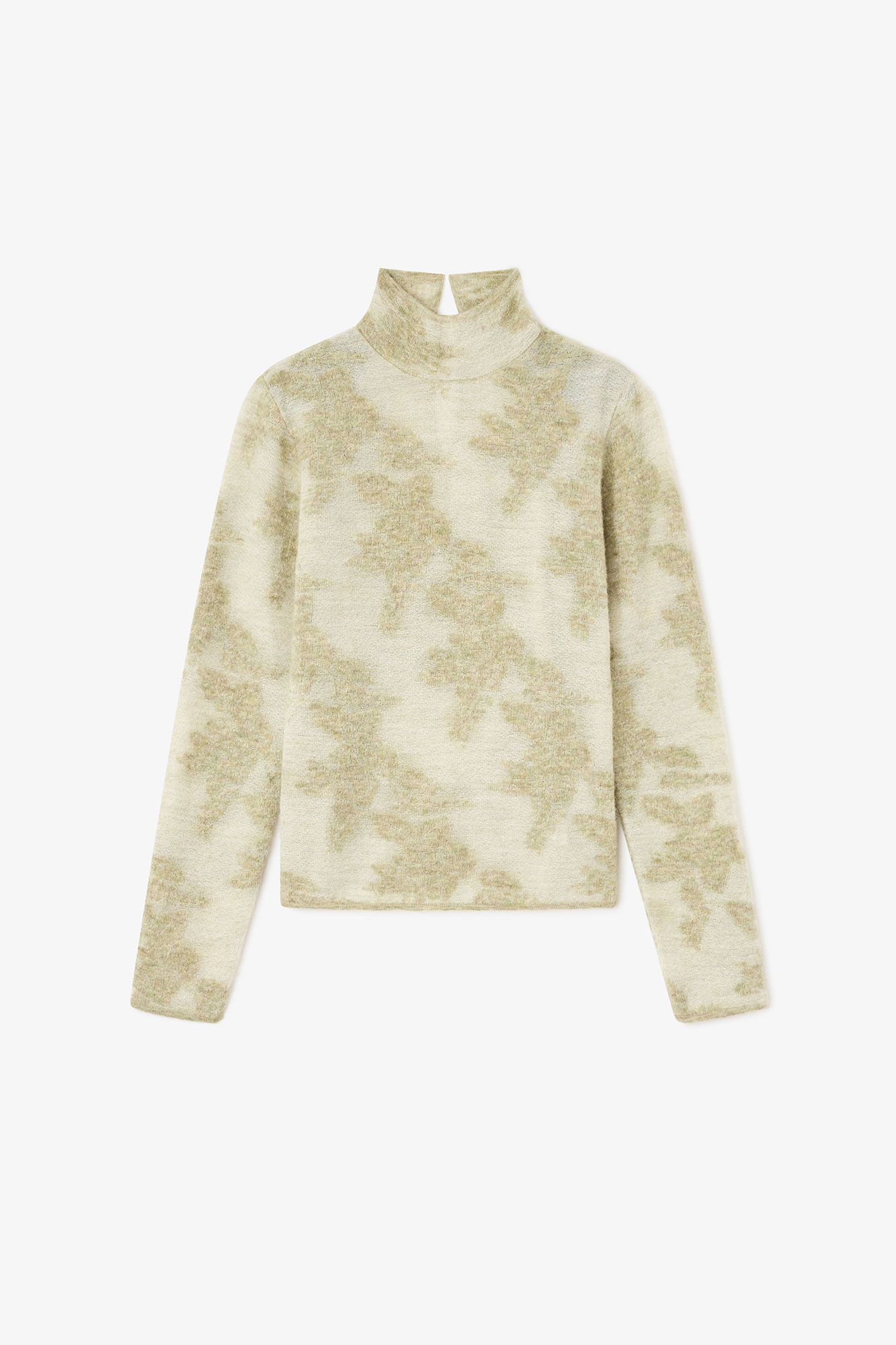 Grüner transparenter Rollkragenpullover, Alpaca, in colour Olive Night - 1 - GANNI