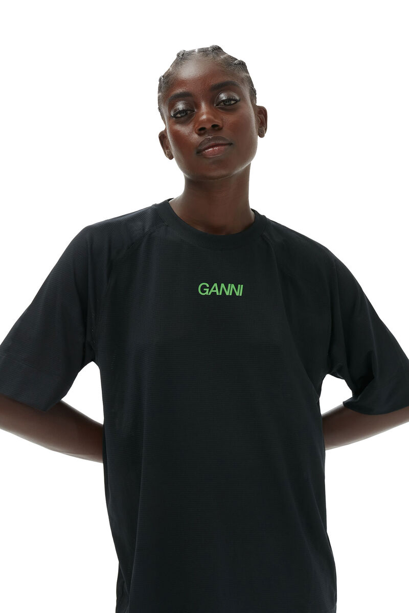 Active Mesh T-shirt, Elastane, in colour Black - 3 - GANNI