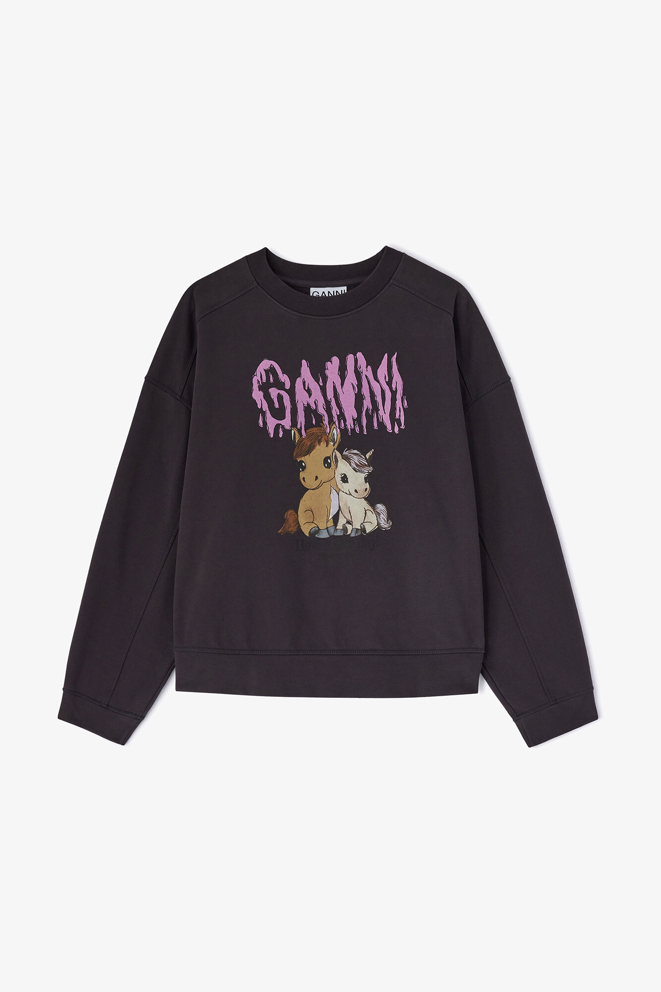 Grey Isoli Jersey Sweatshirt, Organic Cotton, in colour Phantom - 1 - GANNI