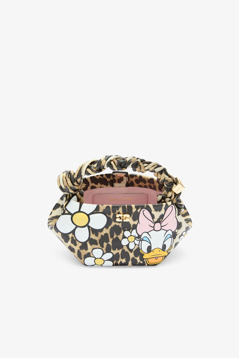 GANNI x Disney Daisy Duck leopard Mini Bou taske, in colour Almond Milk - 3 - GANNI
