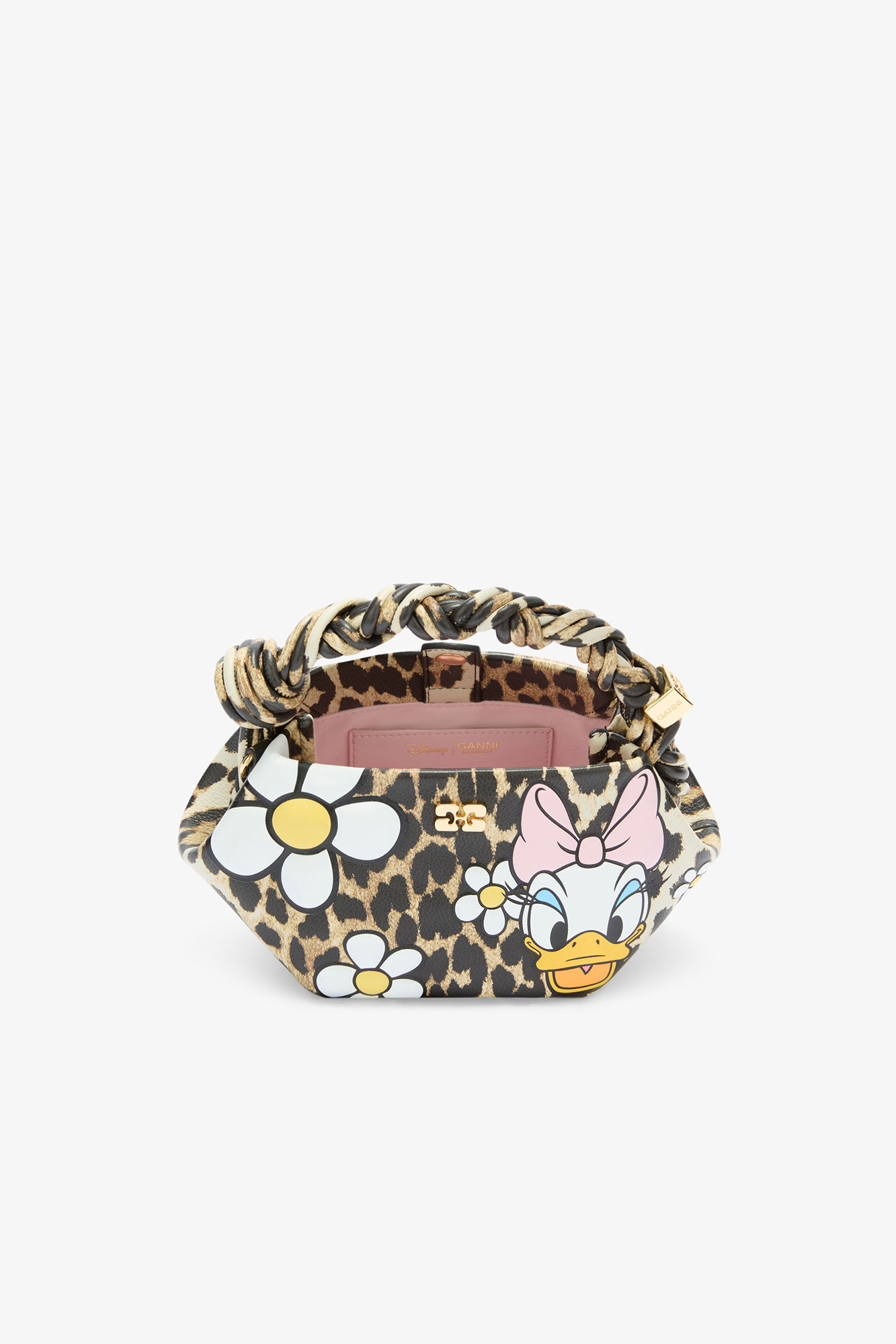 GANNI x Disney Daisy Duck leopard Mini Bou taske, in colour Almond Milk - 3 - GANNI