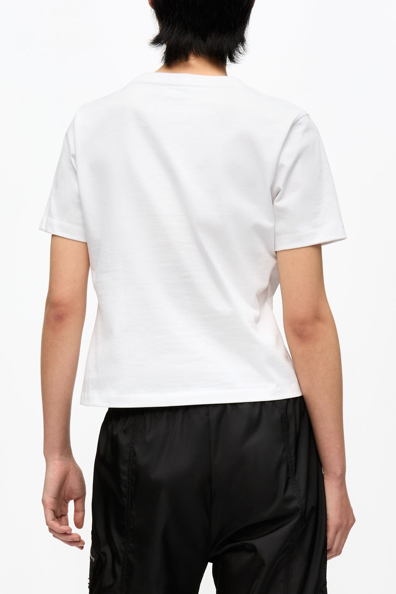 White Cropped Heart T-shirt, Organic Cotton, in colour Bright White - 3 - GANNI