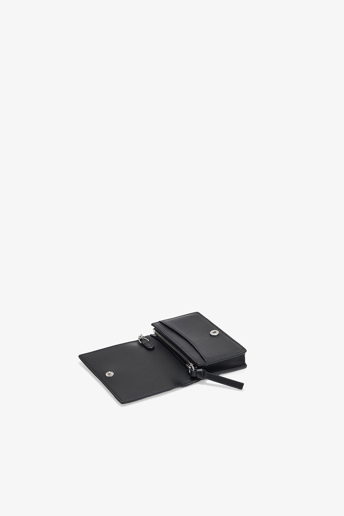 Card Holder in Blue With Flap and Dog, Recycled Leather, in colour Black - 3 - GANNI
