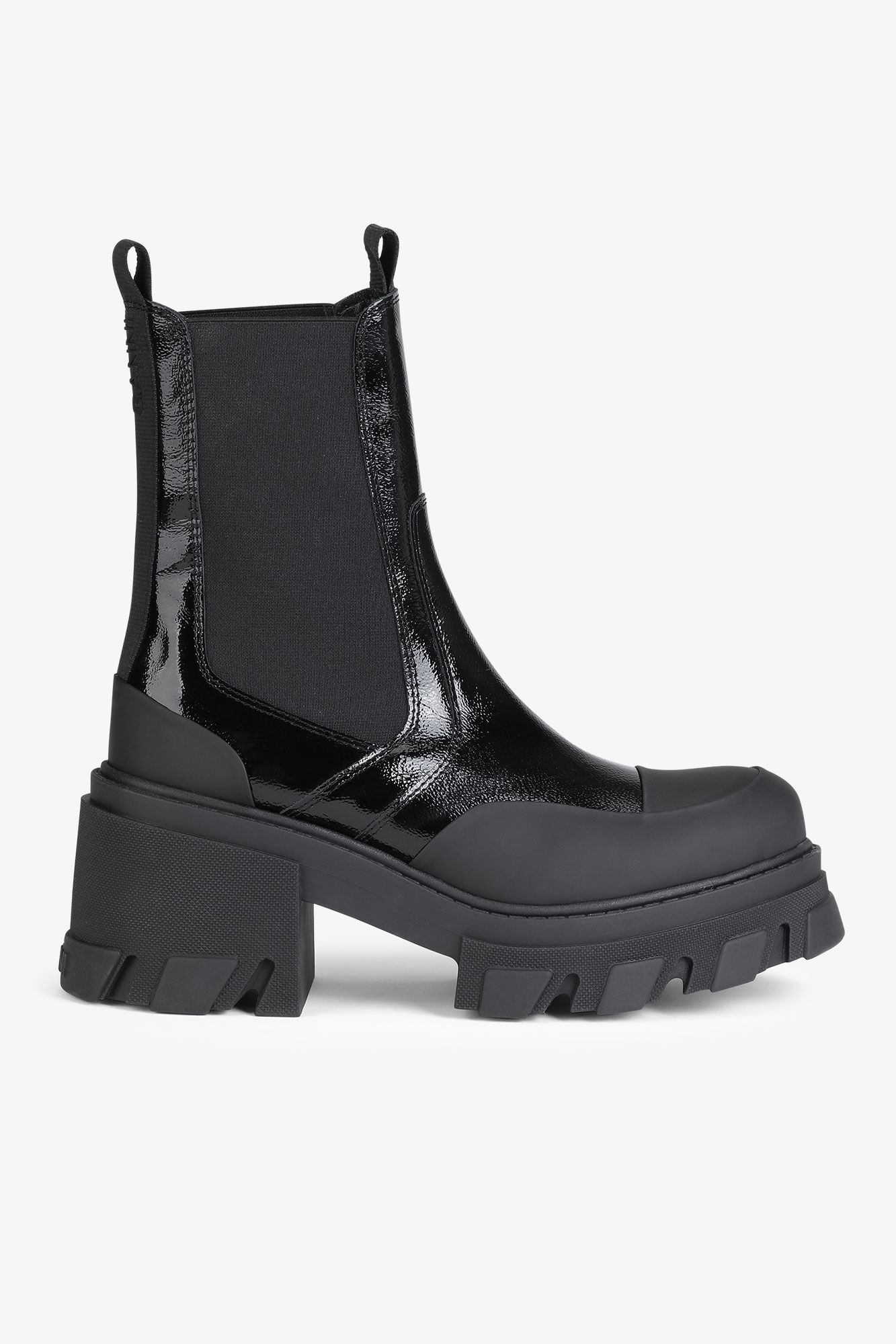 Cleated Heeled Mid Chelsea Støvler, Calf Leather, in colour Black - 1 - GANNI
