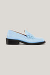 Loafers, Leather, in colour Placid Blue - 1 - GANNI