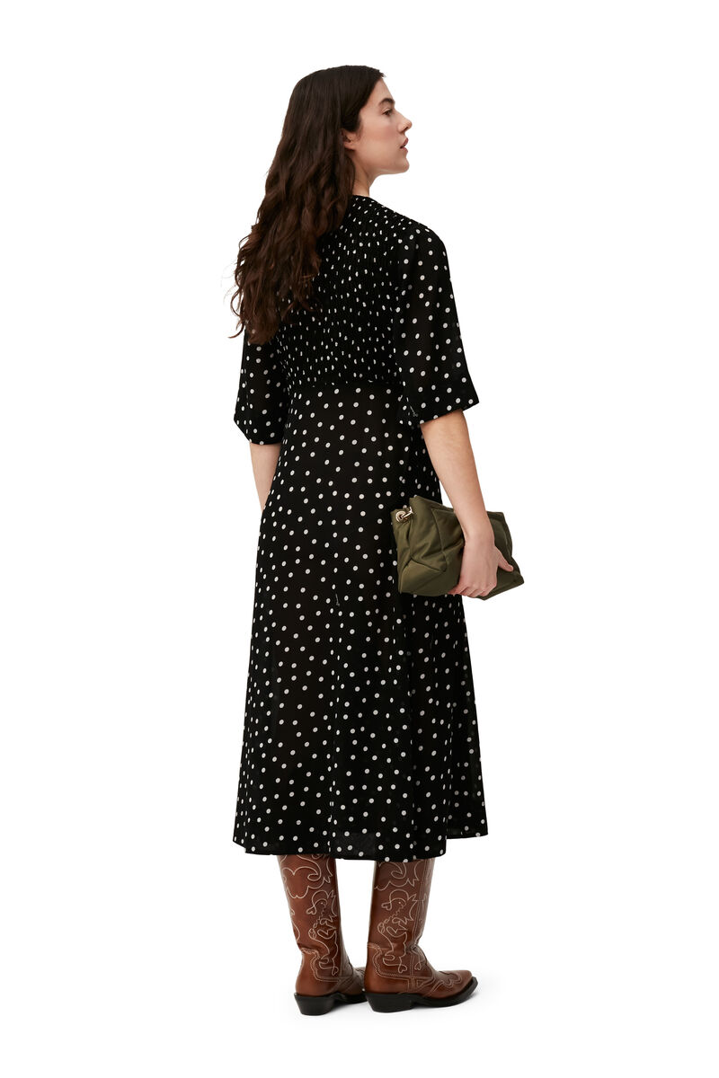 Printed Mini Dress, Recycled Polyester, in colour Black - 2 - GANNI