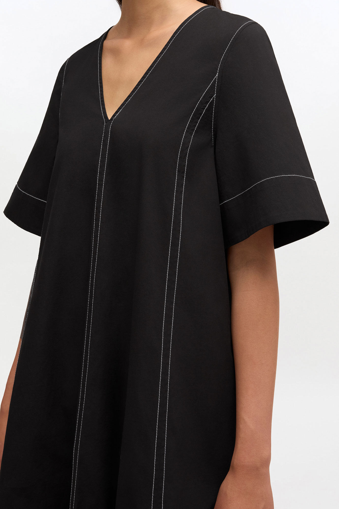 Black Cotton A-line Dress | GANNI US