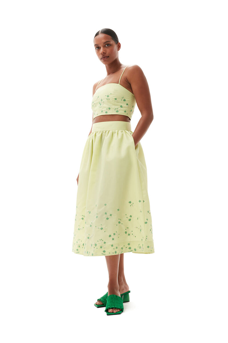 Beaded Nylon Skirt, Nylon, in colour Lily Green - 1 - GANNI