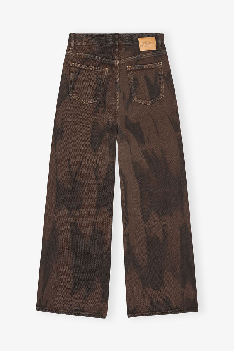 Baggy wide jeans i overfarvet denim, Organic Cotton, in colour Chicory Coffee - 2 - GANNI