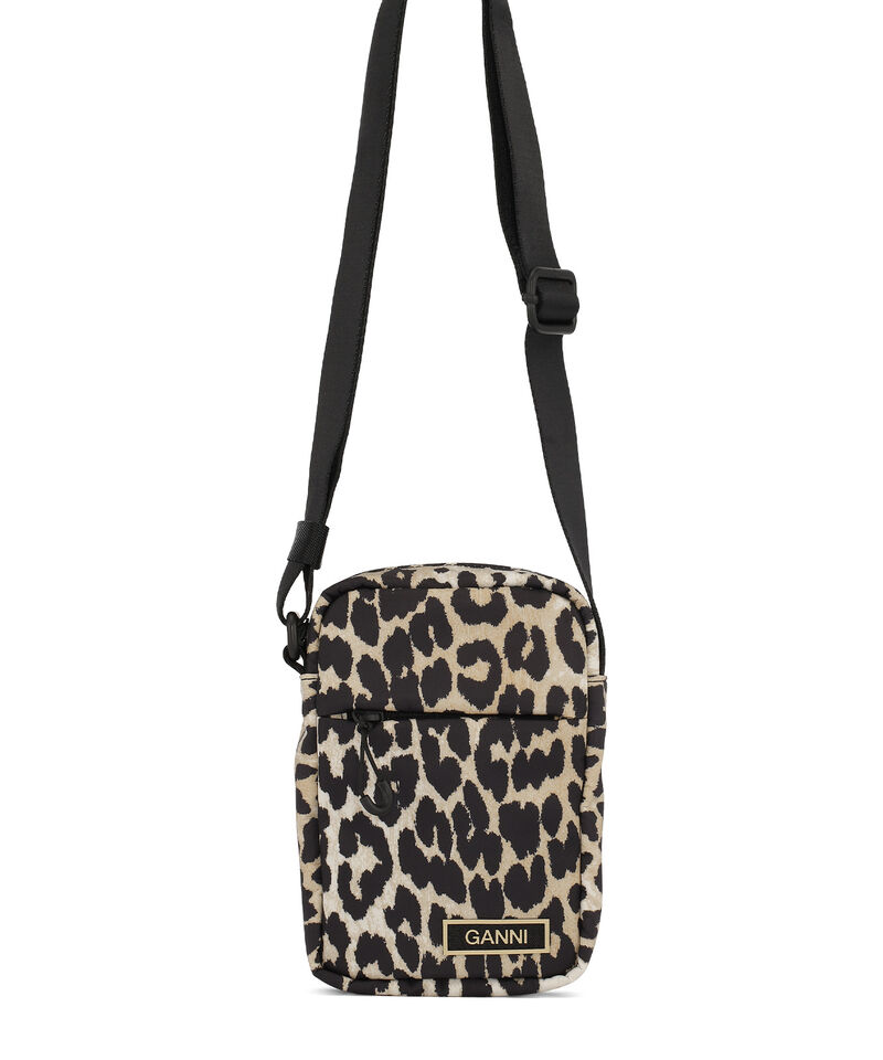 Mini Festival Bag , Recycled Polyester, in colour Leopard - 1 - GANNI