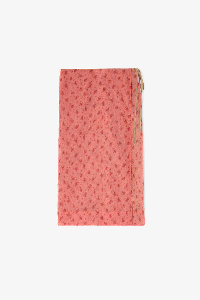 Nederdel i farveblok patchwork, Recycled Polyester, in colour Lantana - 1 - GANNI