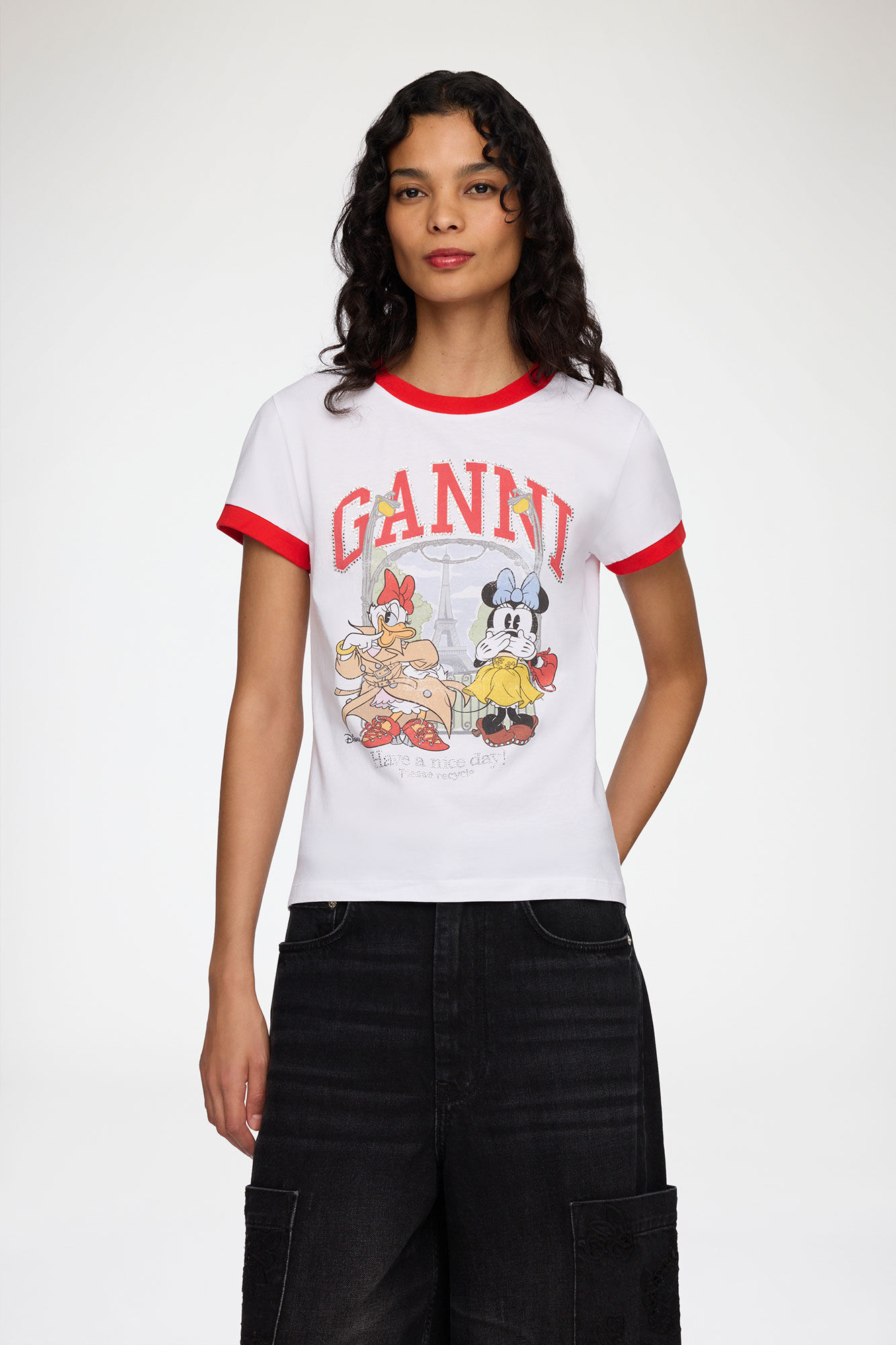 Baby Fit T-shirt with Minnie Mouse & Daisy Duck, Organic Cotton, in colour Bright White - 1 - GANNI