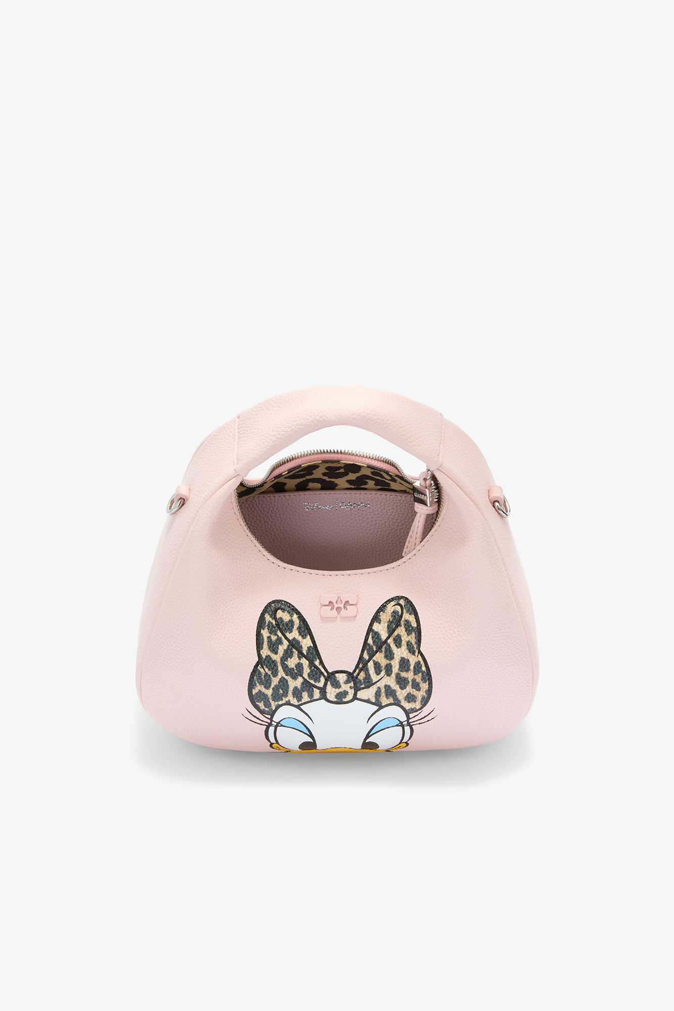 Daisy Duck Mini Hobo Bag in Pink, Recycled Polyester, in colour Chalk Pink - 3 - GANNI