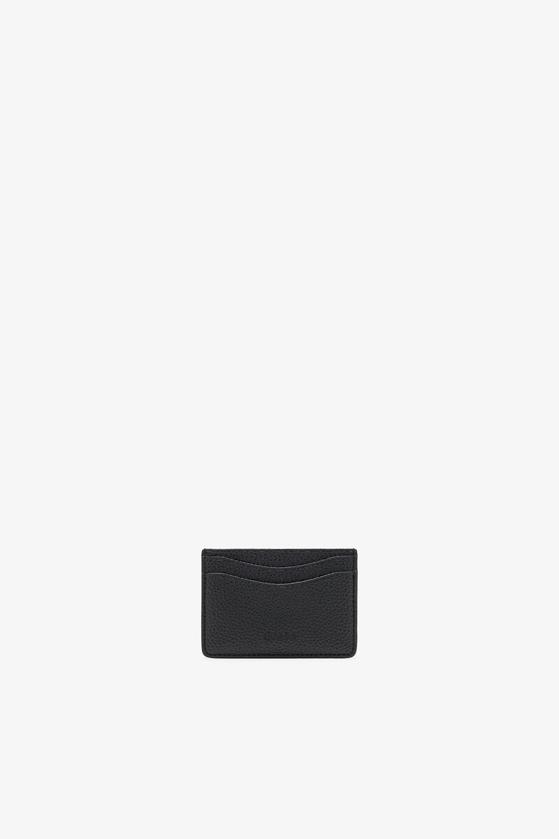 Card Holder in Grained Black, Recycled Polyester, in colour Black - 2 - GANNI