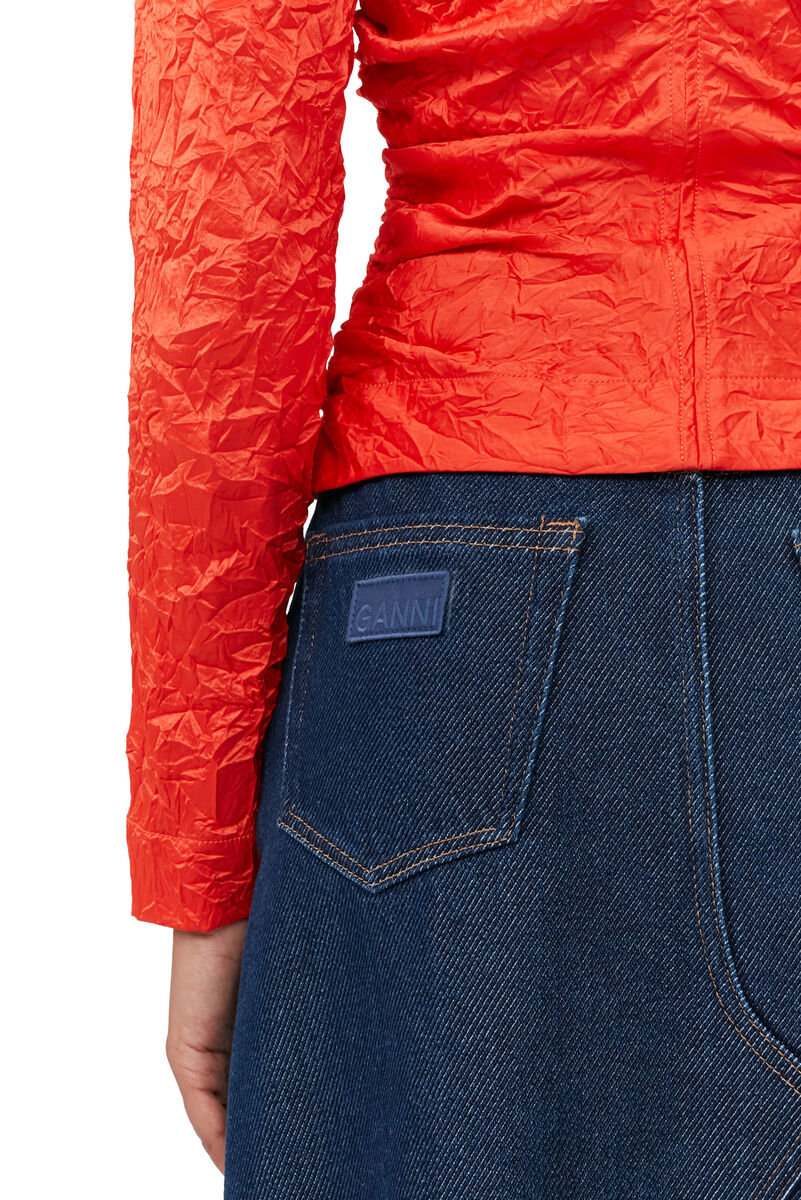 Heavy Denim Midi Skirt, Cotton, in colour Rinse - 4 - GANNI