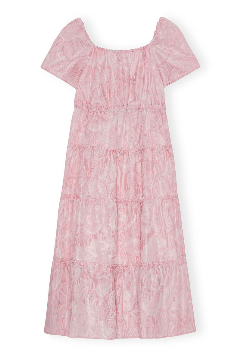 Pink Textured Cloqué Layer Kleid, Nylon, in colour Bleached Mauve - 2 - GANNI