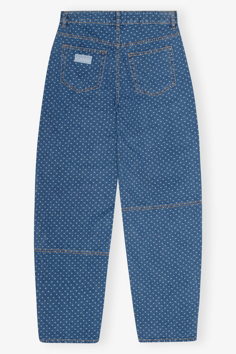 Blue Jacquard Denim Stary Jeans, Cotton, in colour Mid Blue Stone - 2 - GANNI