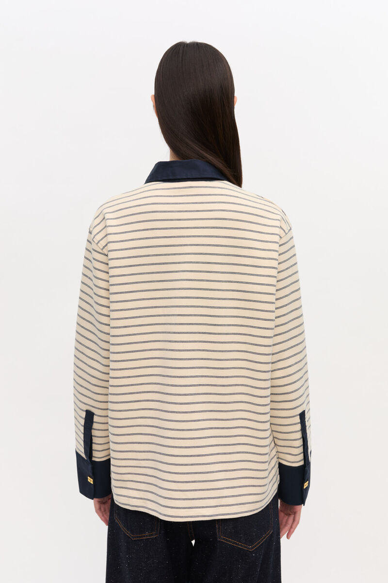 Stripete pologenser i bomull, Cotton, in colour Egret - 4 - GANNI