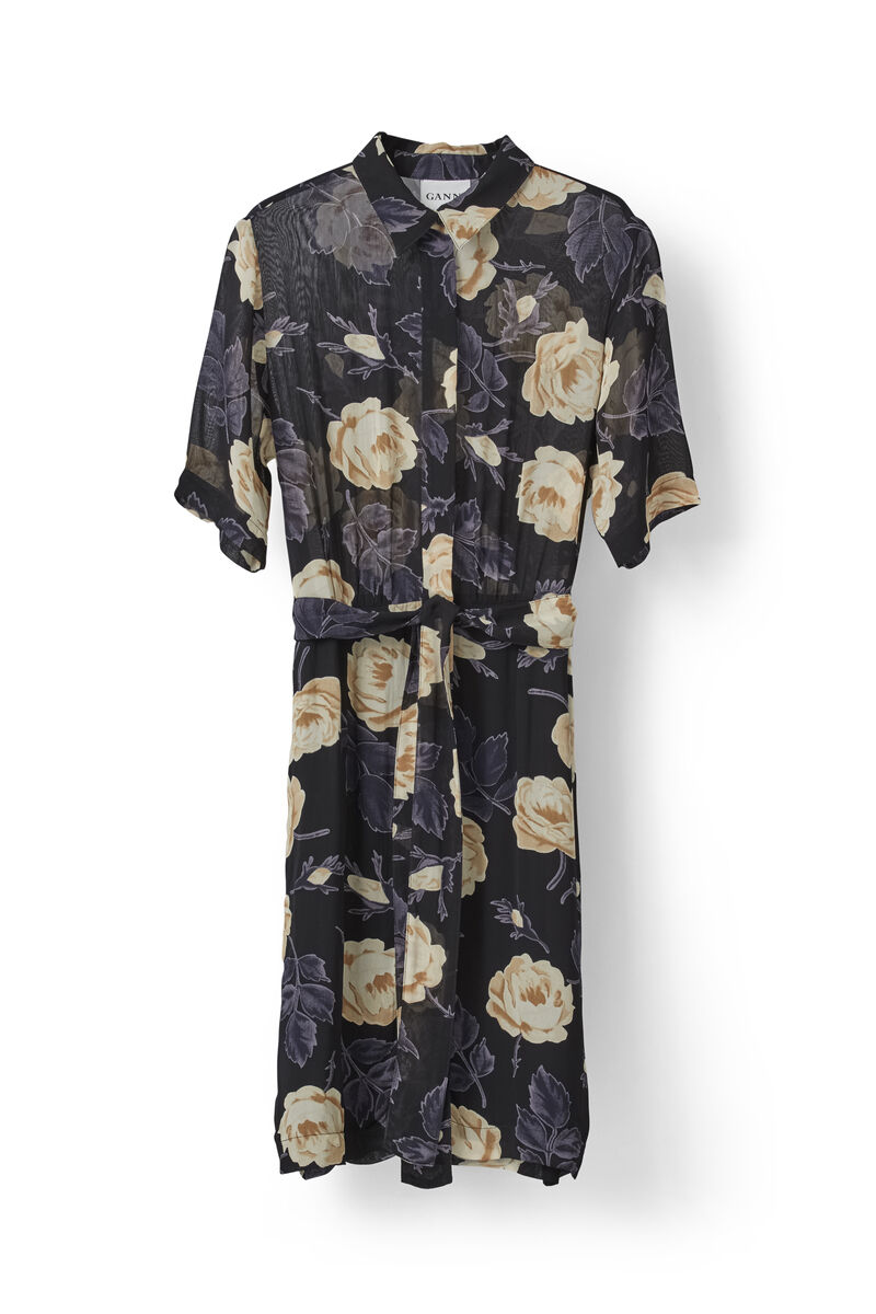 Allen Georgette Dress, in colour Ivory Rose - 1 - GANNI